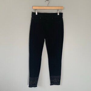Tribal Jeans Audrey Mid-Rise Ankle Jegging Black Embellished Raw Hem Size‎ 8